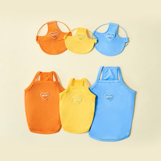 Heart Sleeveless Shirt/Suncap | 愛心寵物吊帶背心/遮陽帽